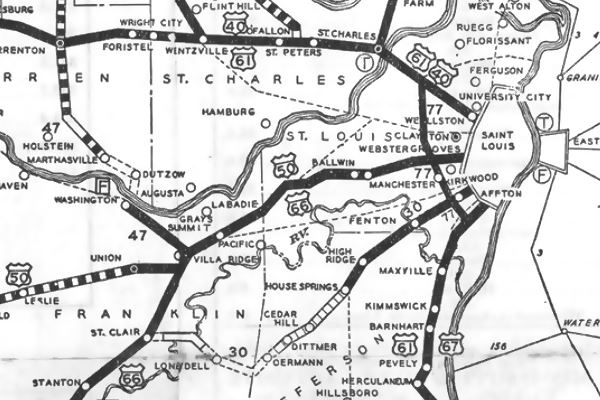 1931 Roadmap showing Route 66 near St. Louis MO