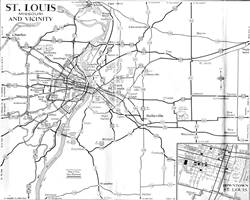 thumbnail map, click to enlarge: 1955 map St. Louis and vicinity click to see 1955 road map of St. Louis and vicinity