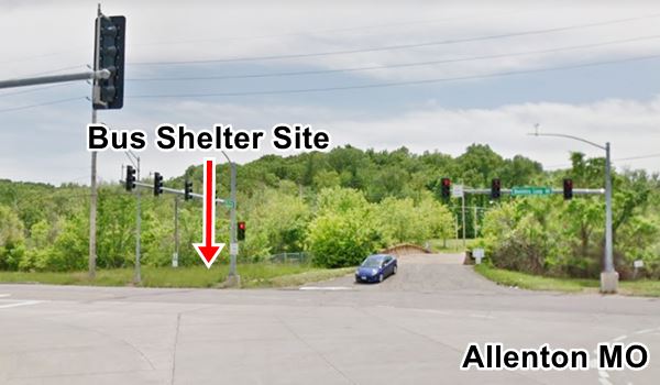 Site of the Old Allenton Bus Shelter, on a corner by a highway