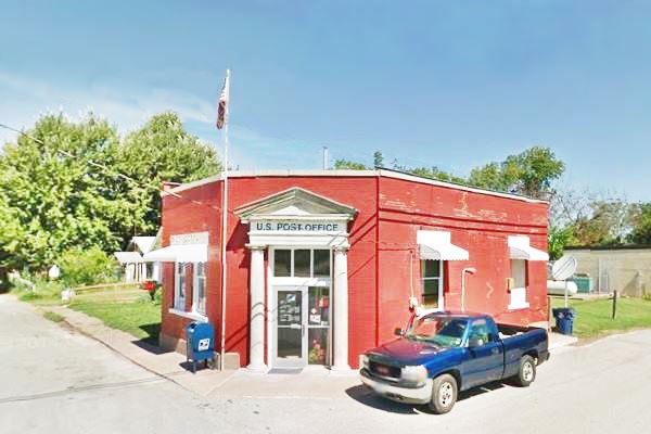 Avilla Post Office, red brick building on a corner