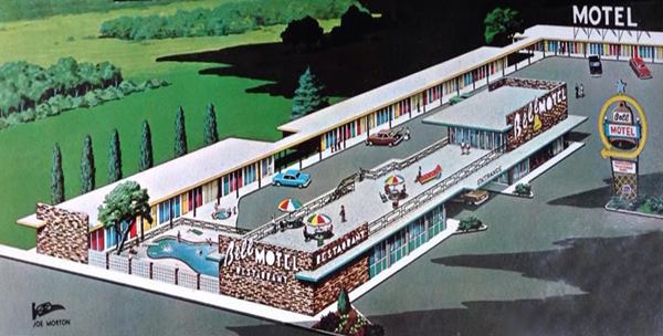 1960s artistic depiction of the Bell Motel