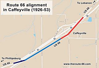map of Route 66 in Caffeyville Map of US66 Caffeyville