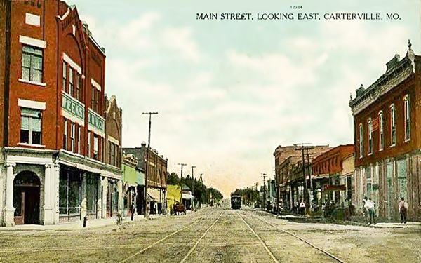 Carterville Main Street in a 1900s postcard