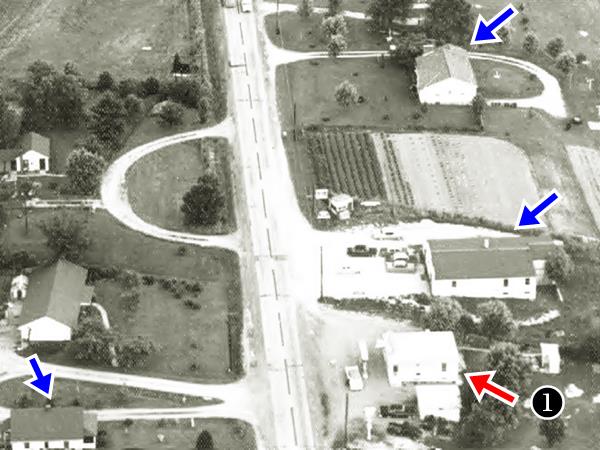 1940s aerial photo black and white of US66 in Grover MO