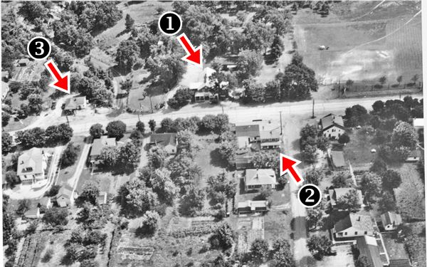1940s aerial photo black and white of downtown Grover MO