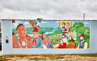 Osage meeting mural in Cuba MO By Carol Highsmith Osage natives meet French trappers a mural in Cuba Missouri