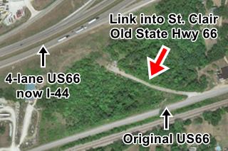 satellite view showing old Route 66 alignments