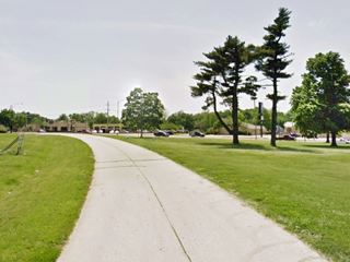 original roadbed US 66 in Springfield MO curved concrete paved roadbed with grass on both sides