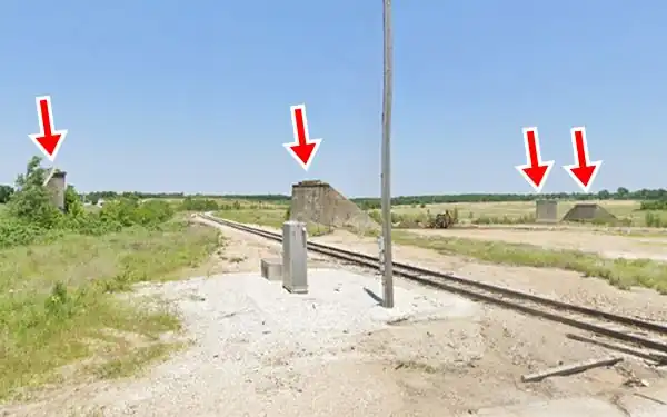 concrete streetcar viaduct abutements ruins