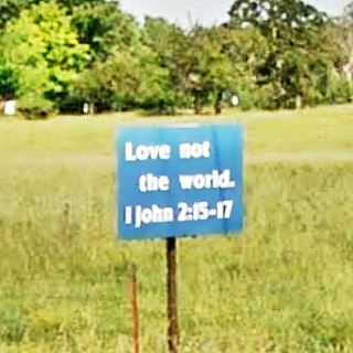 repent now, moralizing billboard on Route 66, Plew MO blue billboard with moralizing biblical text urging repentance