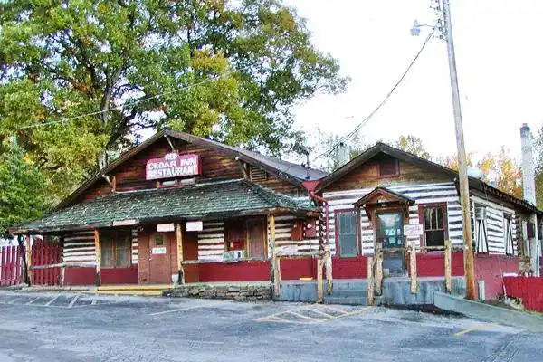 log cabin, gable roof, former Inn