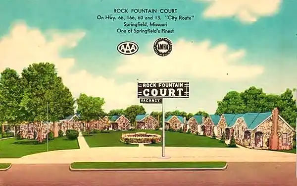 postcard: Historic Rock Fountain Tourist Court Rock Fountain Tourist Court color postcard