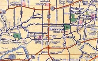 1950s color roadmap of Kirkwood area
