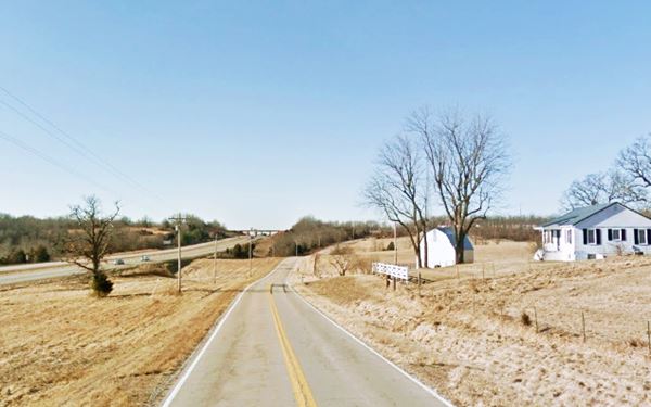 color view of old Route 66 and I-44 roadways and countryside