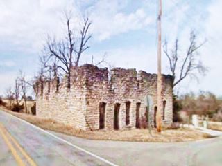 ruins of a rock building in winter