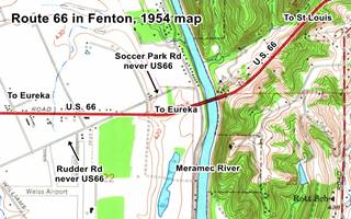 1954 Map of US66 in Fenton MO Map of US66 in Fenton MO, from 1954