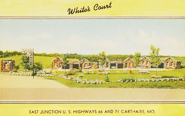 Antique ca. 1930s postcard view of White’s Court in Carthage MO, Route 66