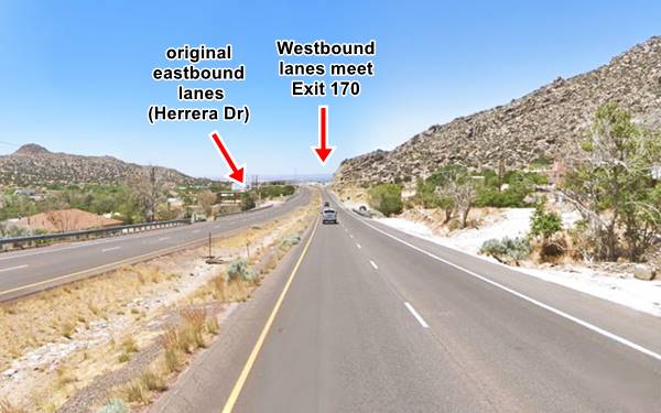 color view of four lane highway in a hilly arid countryside
