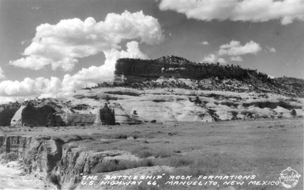 1935 black and white photo butte and cliff with bushes