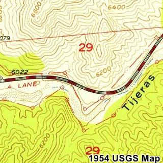 map with buildings, elevation and, river and highway at Dead Man’s curve