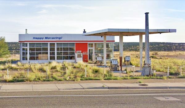 classic Esso gas Station, with office, canopy and large windows on garage bays