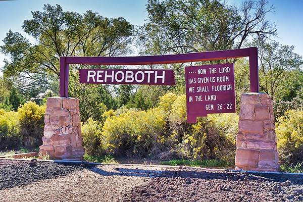 Sign with biblical verse at Rehoboth, New Mexico