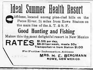 resort in Rowe, 1909 newspaper ad from 1909 promoting a summer health resort in the forest at Rowe