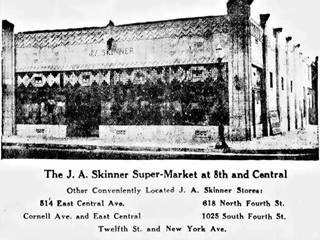 newspaper advert showing the Skinner grocery image and the addresses of the other stores c.1930s 1930s advertisement of Skinner Grocery