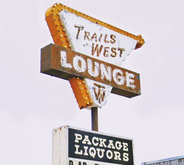 neon sign 1960s design at Trails West Lounge