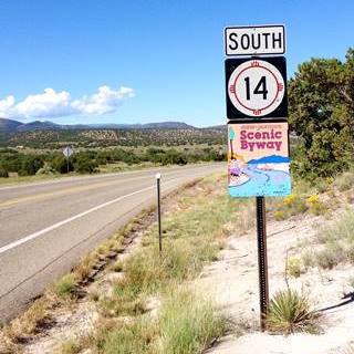 Turquoise Trail road sign Santa Fe, NM