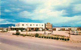 2 story pueblo style motel 1960s color postcard