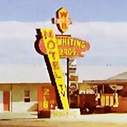 Whiting Bros Motel neon sign, US66 Tucumcari Whiting Brothers motel neon sign yellow and red, Route 66 Tucumcari