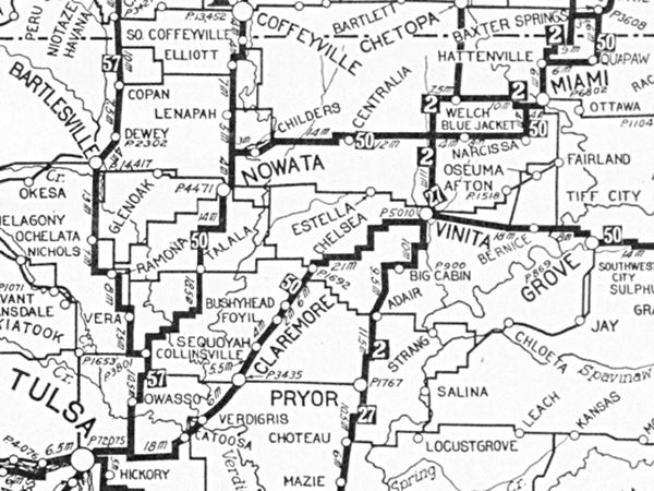 1924 roadmap of northeastern Oklahoma