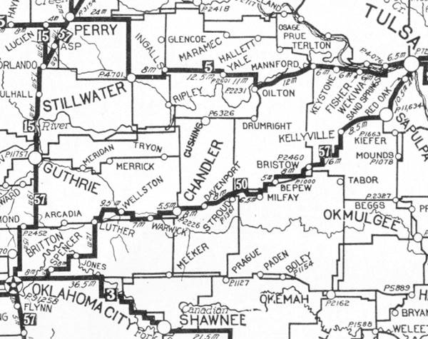 1924 roadmap of northeastern Oklahoma