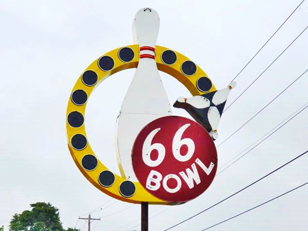 1950s genuine neon sign with bowling pin and red bowling ball