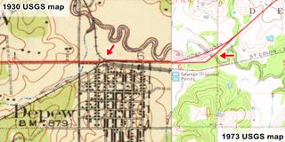 USGS map showing Route 66 in Depew