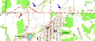 Route 66 in Luther Oklahoma map from 1966 Route 66, Luther and railroads on a USGS map of 1966