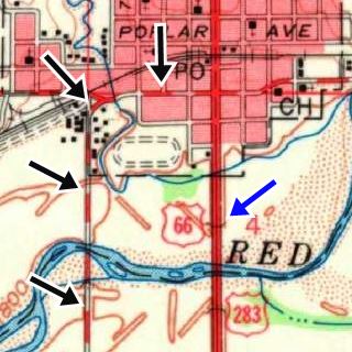 click for large size Sayre map detail USGS 1960 Map of Sayre and Route 66