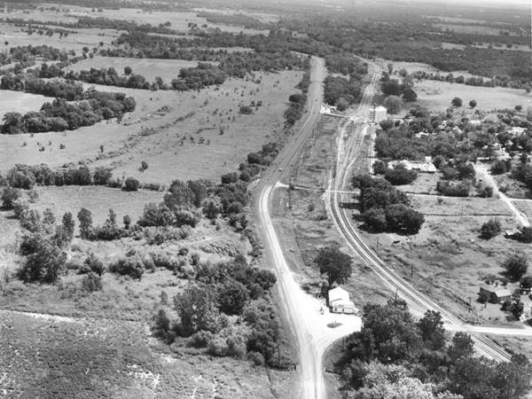 Route 66 and Depew in a black and white aerial photo taken in 1962