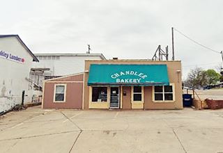 one story old gas station, now bakery