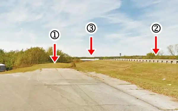 Old Route 66 dead end in Luther OK dead end and new alignments of Route 66, trees and bridge
