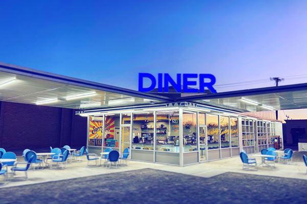 modern diner in what was a 1950s gas station