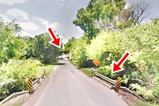 Culvert and Railway tressle on Elm St Route 66 El Reno culvert and in the distance ovepass, trees