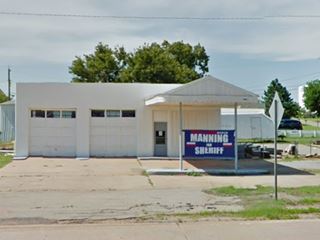 Sayre Mobil station old gas station, garge bays and canopy