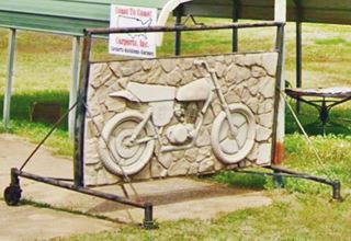 motorcycle artwork on a sign