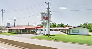 Crystal Motel Tulsa on Rte 66 motel neon sign, seen from freeway