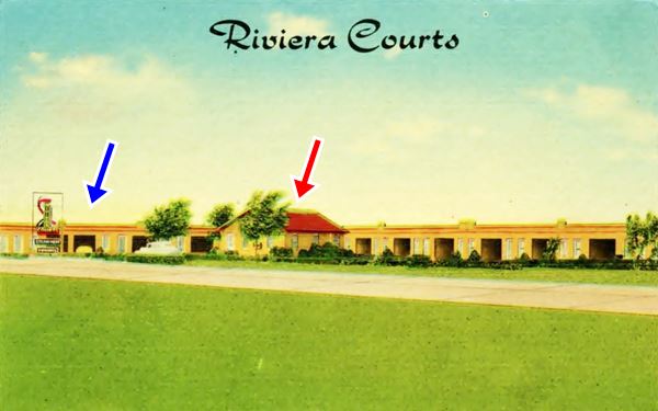 Riviera Courts in a color postcard ca.1940s