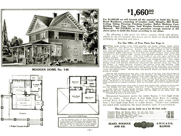 1912 Sears black and white catalogue image of home 146