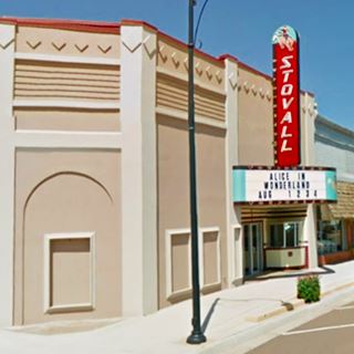 Stovall nowadays restored building and neon sign, Stovall theatre