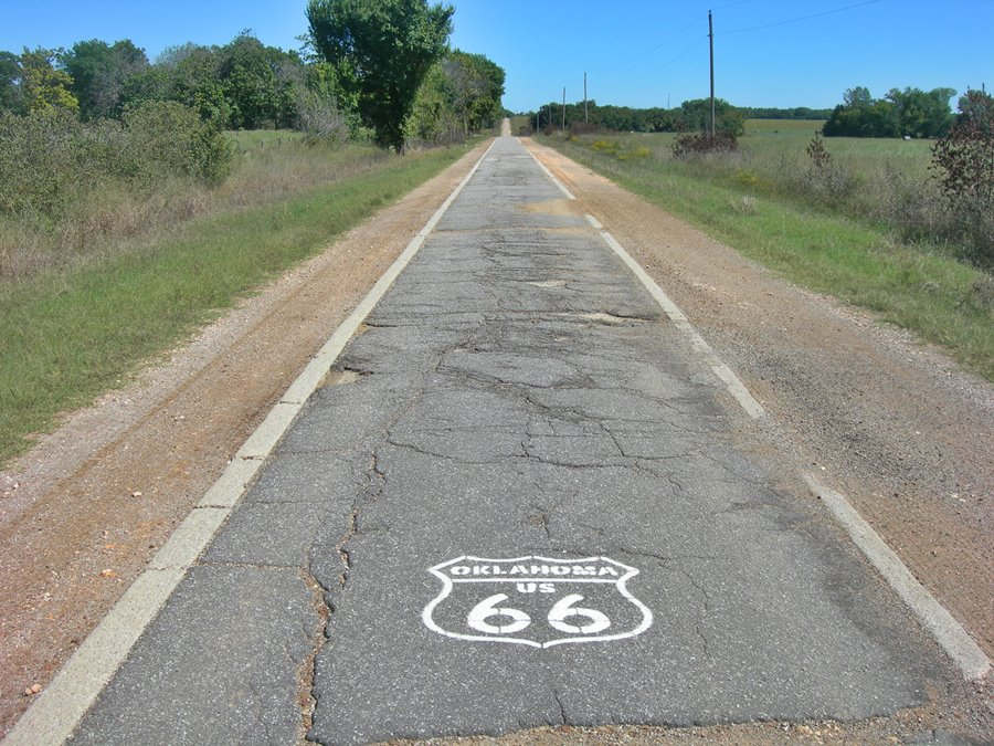 narrow 9-foot-wide paved section of Route 66 in Miami Oklahoma
